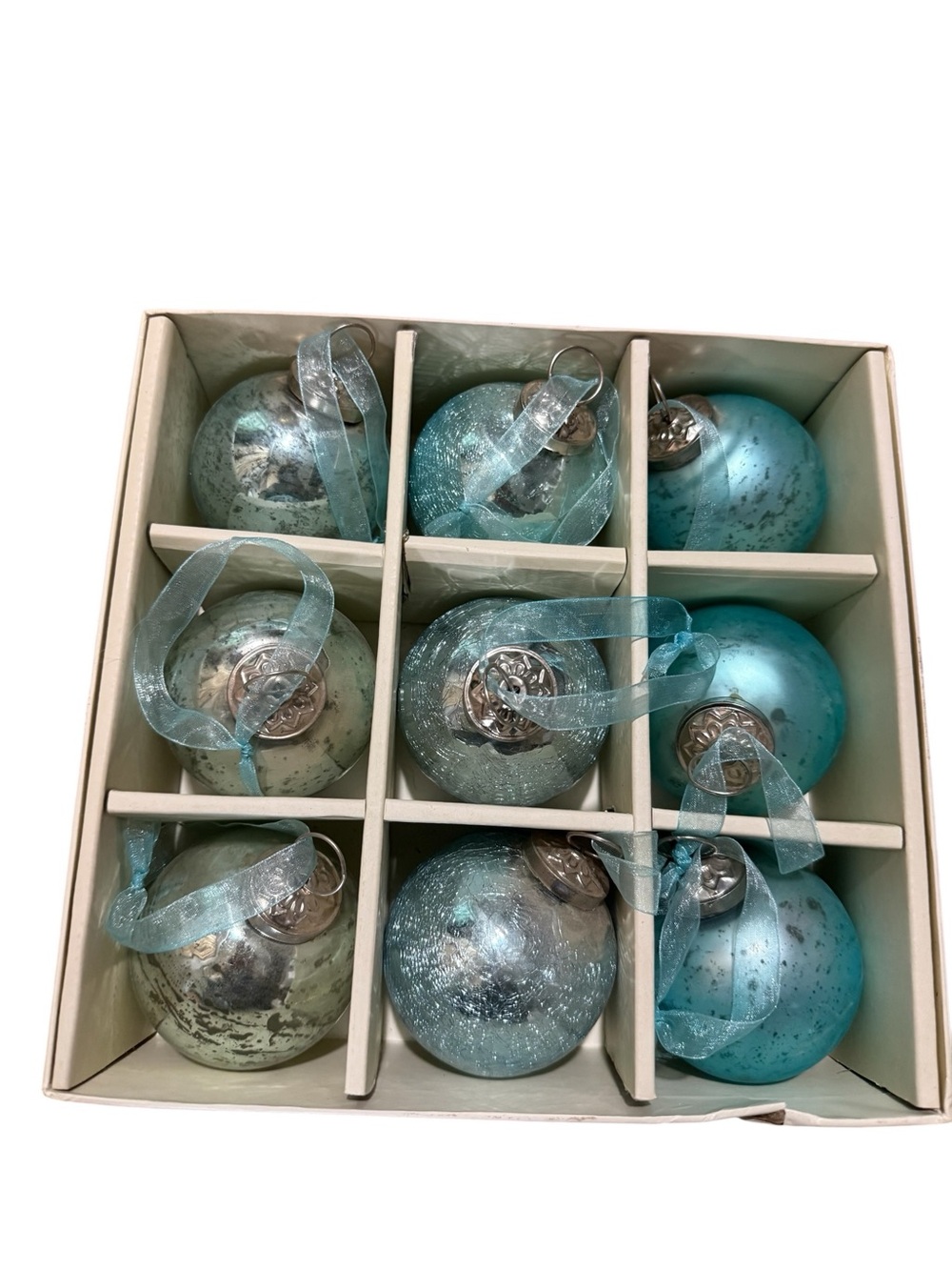 Cynthia Rowley Blue Mercury Glass Holiday Ornament Set - Pack of 9